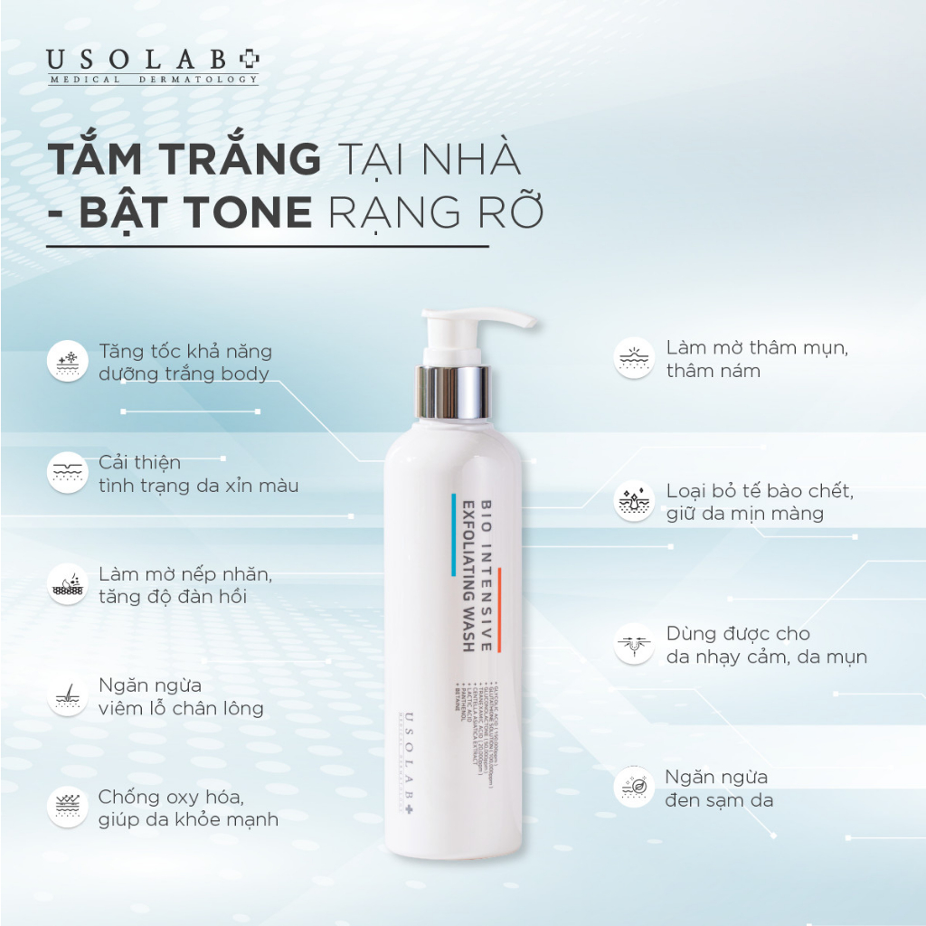 Sữa tắm trắng nâng tone Usolab, Giúp sáng da, dưỡng ẩm và làm đều màu da 250ml - MILAB