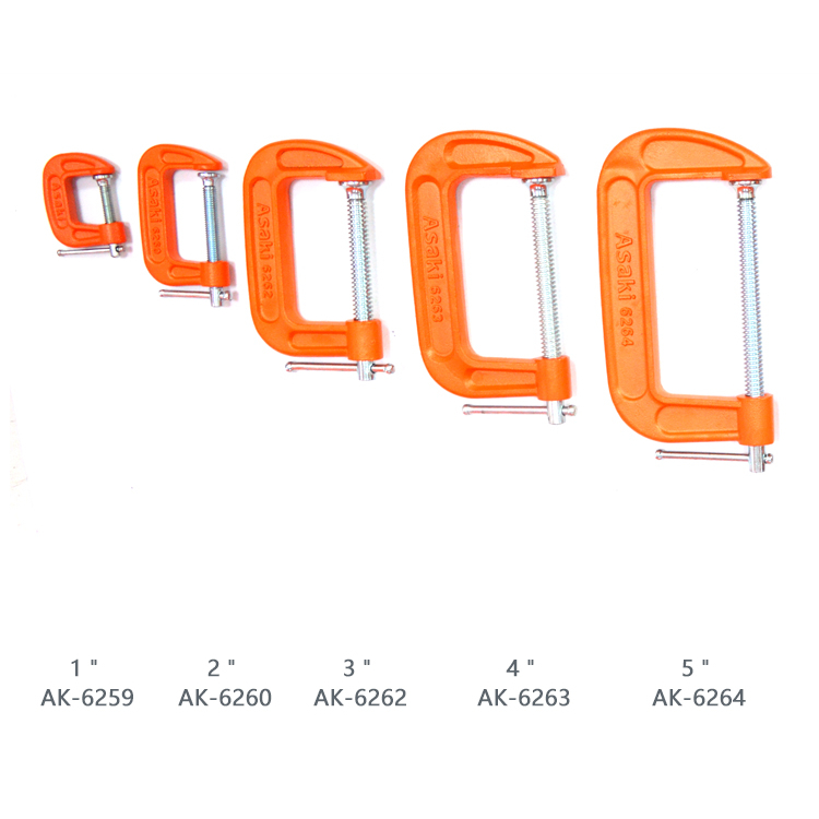 Vam cảo chữ C 2inch/50mm Asaki AK-6260 đủ bộ Vam cảo chữ G từ 5 cm - 20 cm