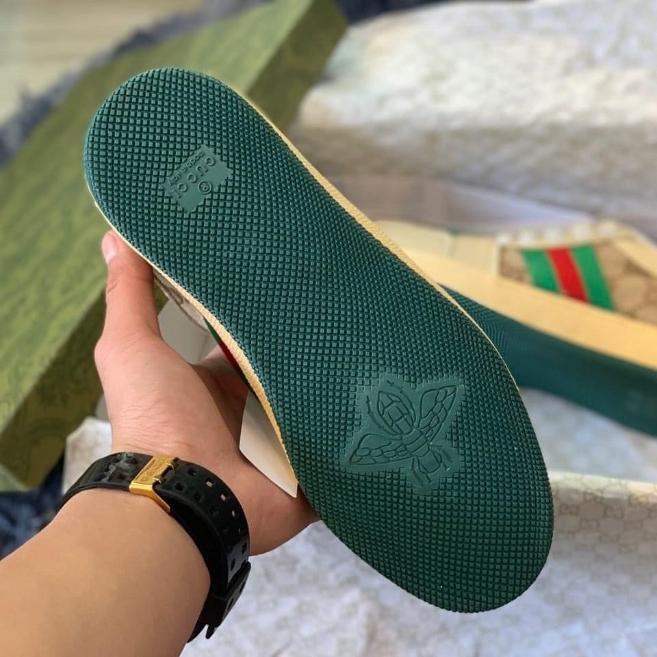Giày Thể Thao Gucci Sơn Tùng Xanh Bản Da Thật, sneaker gc 3 vạch xanh đỏ Siêu Chất hàng FullBoxBill