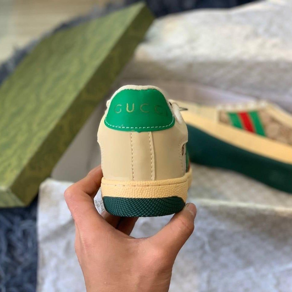 Giày Thể Thao Gucci Sơn Tùng Xanh Bản Da Thật, sneaker gc 3 vạch xanh đỏ Siêu Chất hàng FullBoxBill