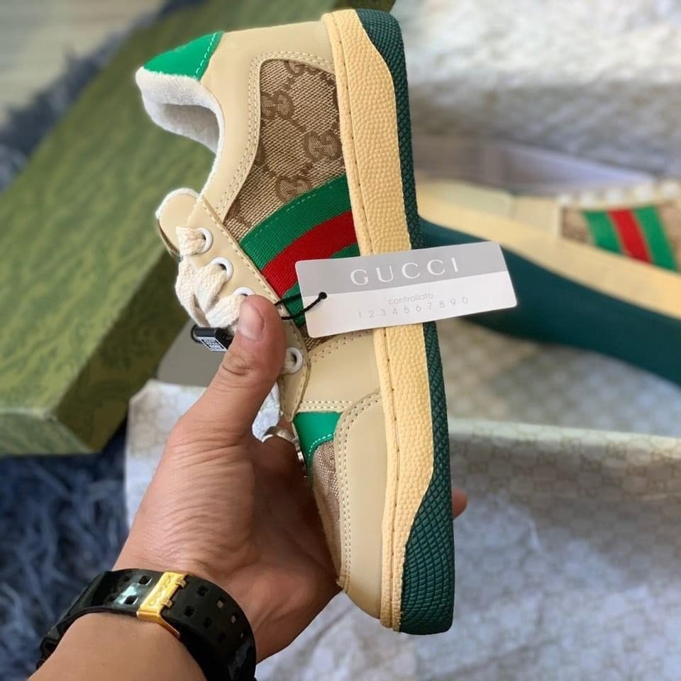 Giày Thể Thao Gucci Sơn Tùng Xanh Bản Da Thật, sneaker gc 3 vạch xanh đỏ Siêu Chất hàng FullBoxBill
