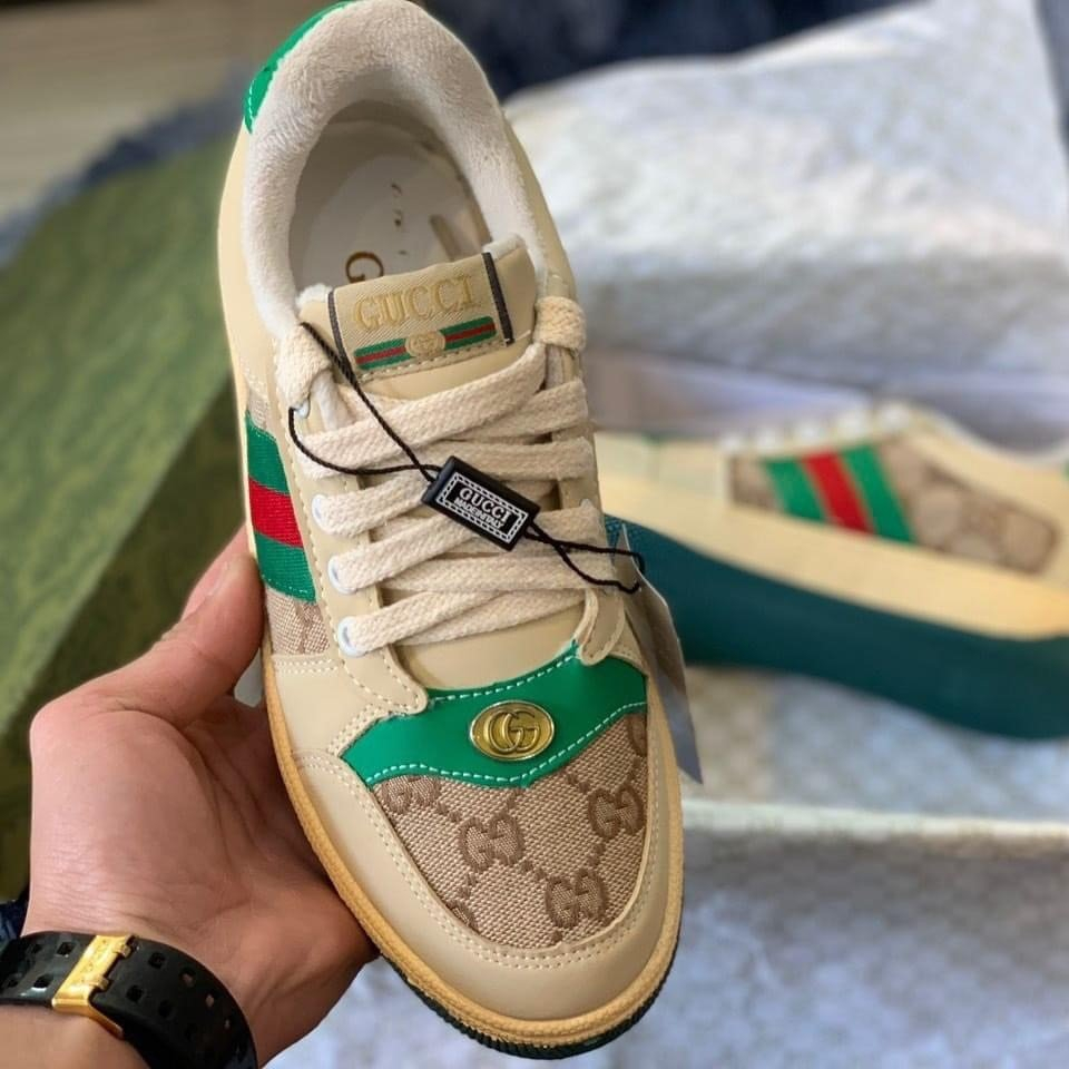 Giày Thể Thao Gucci Sơn Tùng Xanh Bản Da Thật, sneaker gc 3 vạch xanh đỏ Siêu Chất hàng FullBoxBill