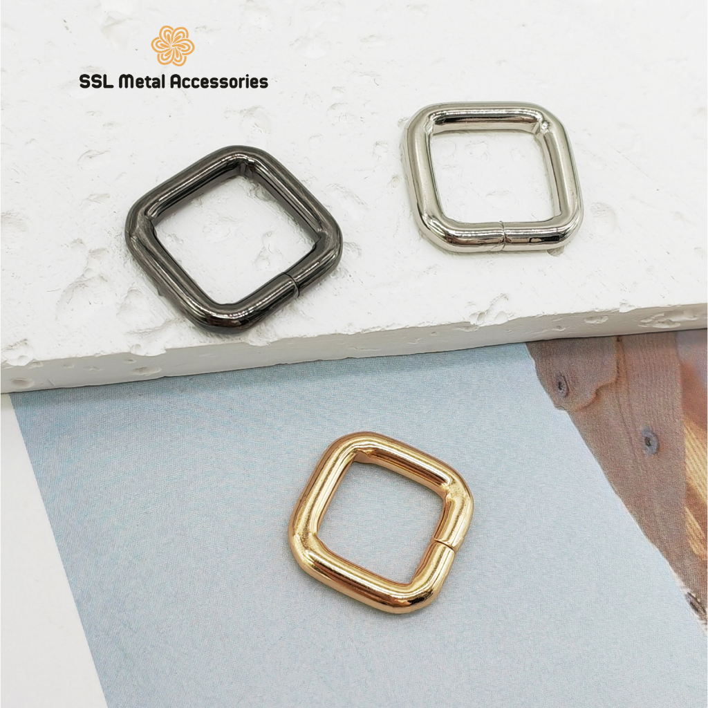 Khoen kim loại chữ nhật - phụ kiện thời trang mới màu vàng/bạc/xám đen - buckle JLY-0015 13mm/16mm/19mm/26mm/33mm/40mm/5