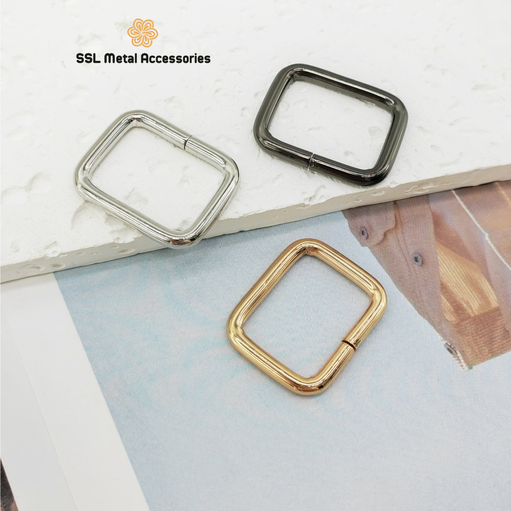 Khoen kim loại chữ nhật - phụ kiện thời trang mới màu vàng/bạc/xám đen - buckle JLY-0015 13mm/16mm/19mm/26mm/33mm/40mm/5