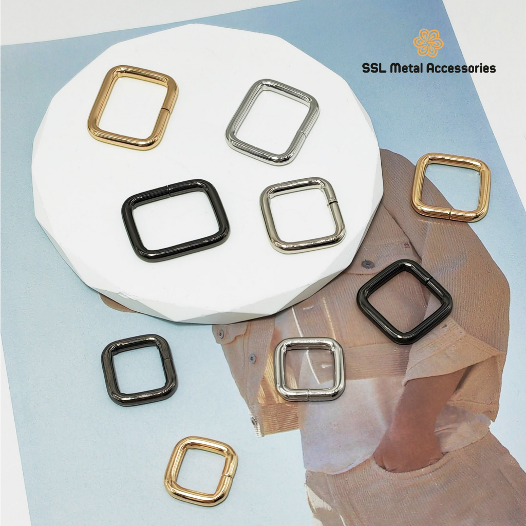 Khoen kim loại chữ nhật - phụ kiện thời trang mới màu vàng/bạc/xám đen - buckle JLY-0015 13mm/16mm/19mm/26mm/33mm/40mm/5