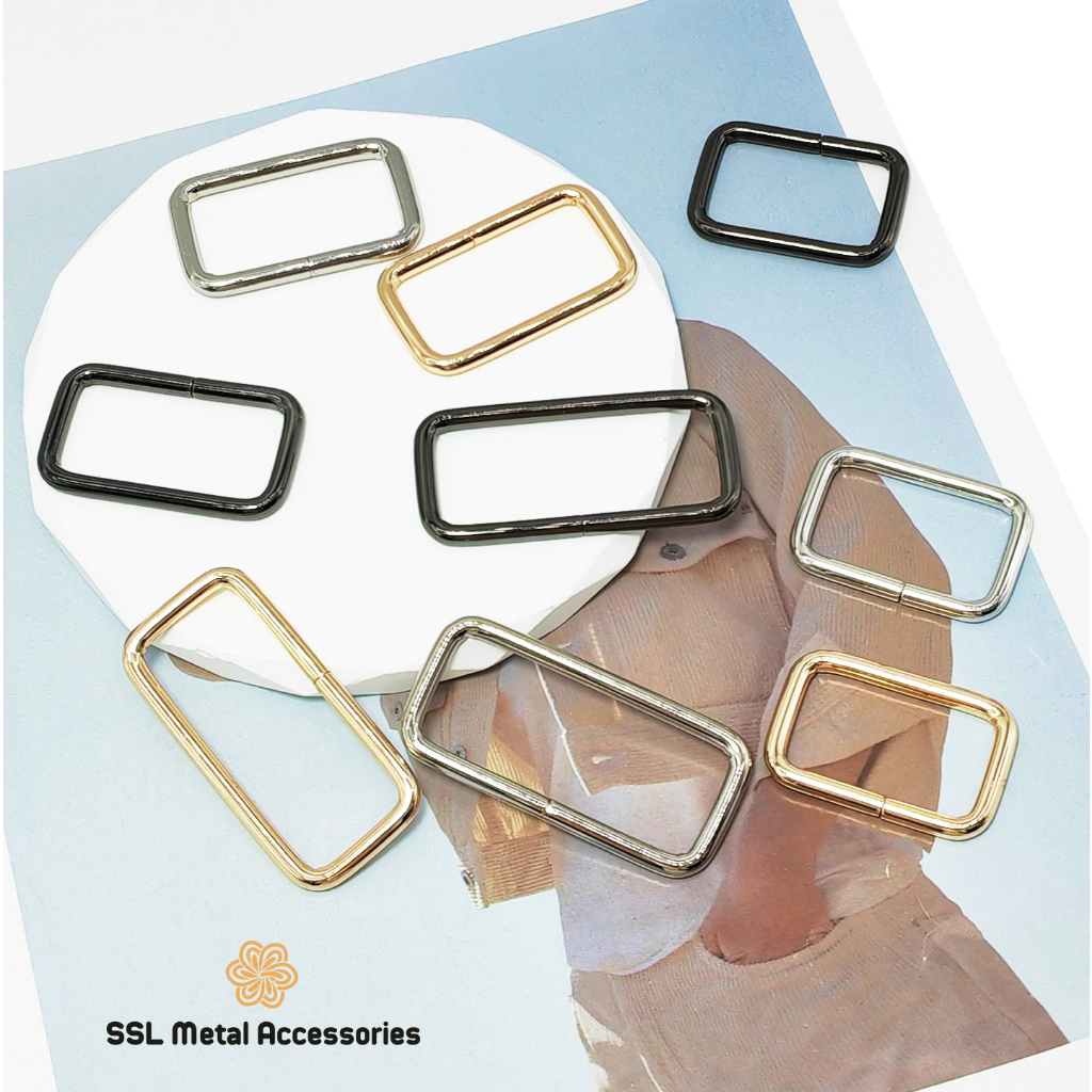 Khoen kim loại chữ nhật - phụ kiện thời trang mới màu vàng/bạc/xám đen - buckle JLY-0015 13mm/16mm/19mm/26mm/33mm/40mm/5