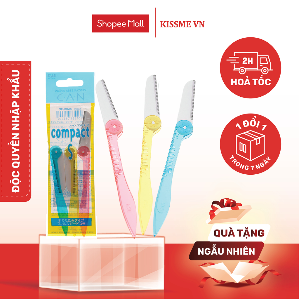 Dao Cạo Lông Mặt Cán Gập Kai Can Compact 01244 CS-3P