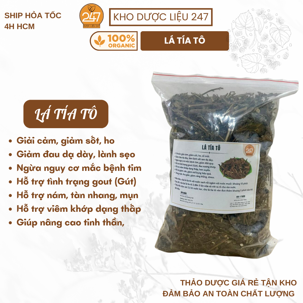 200g, 500g Lá Tía Tô (Hàng Mới, Khô, Sạch) - Hỗ Trợ Gout, Cải Thiện Hô Hấp, Ngăn Ngừa Tim, Hen Suyễn