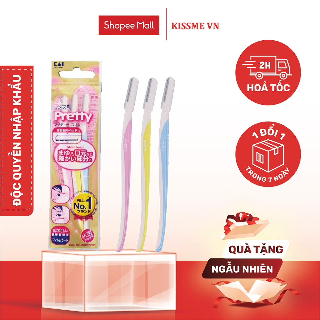 Dao Cạo Lông Mày Cán Dài Lưỡi Thép Không Gỉ Kai Pretty 00188