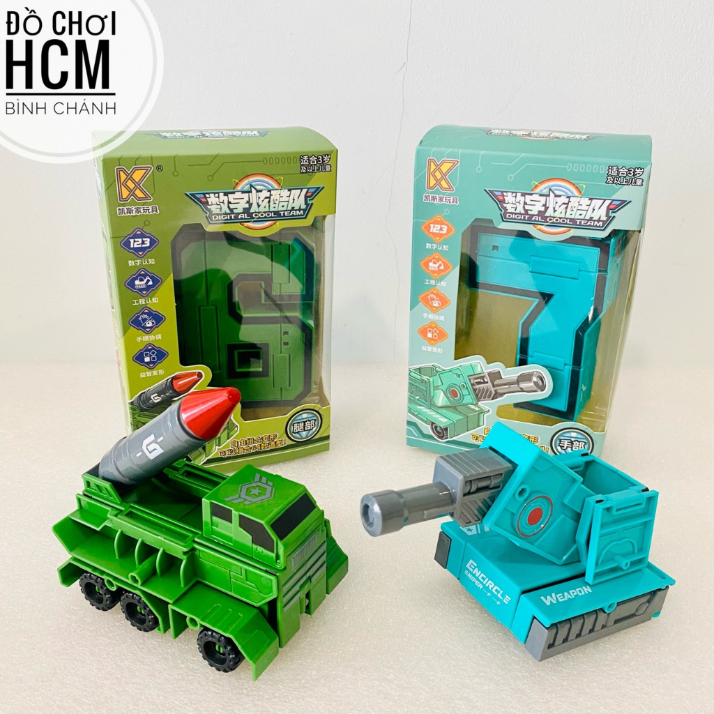 Đồ chơi những con số biến hình robot, xe mô hình cho bé thích lắp ráp, lắp ghép chữ số từ 0 - 9