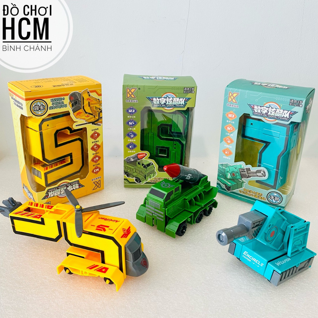 Đồ chơi những con số biến hình robot, xe mô hình cho bé thích lắp ráp, lắp ghép chữ số từ 0 - 9