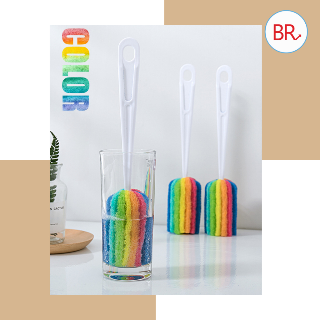 Cọ mút rửa bình sữa 7 màu đa năng - Chổi bông vệ sinh cốc, chén, bình nước, Que bọt biển cọ rửa bình sữa cho bé 02009