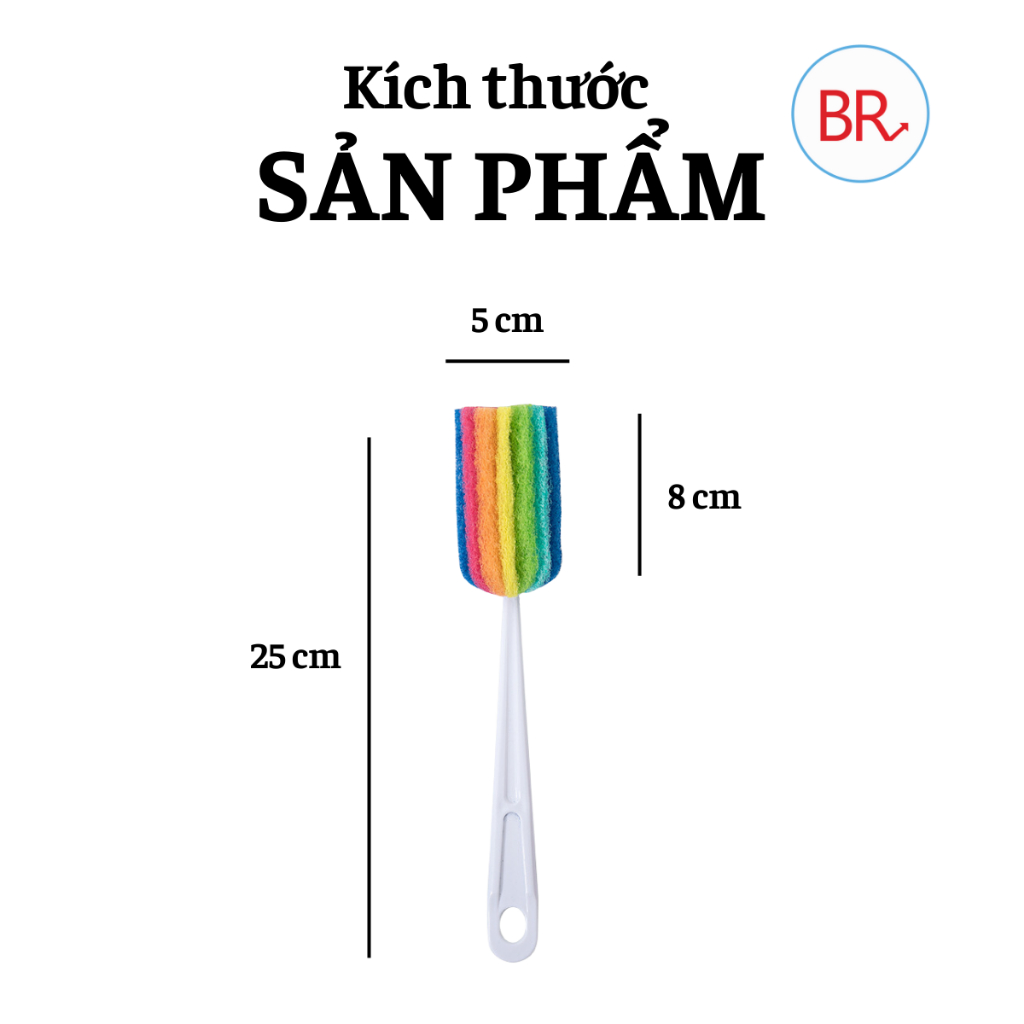 Cọ mút rửa bình sữa 7 màu đa năng - Chổi bông vệ sinh cốc, chén, bình nước, Que bọt biển cọ rửa bình sữa cho bé 02009