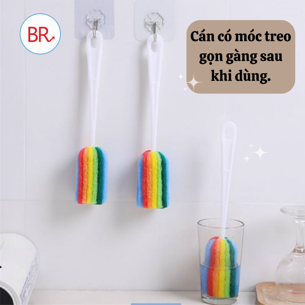 Cọ mút rửa bình sữa 7 màu đa năng - Chổi bông vệ sinh cốc, chén, bình nước, Que bọt biển cọ rửa bình sữa cho bé 02009