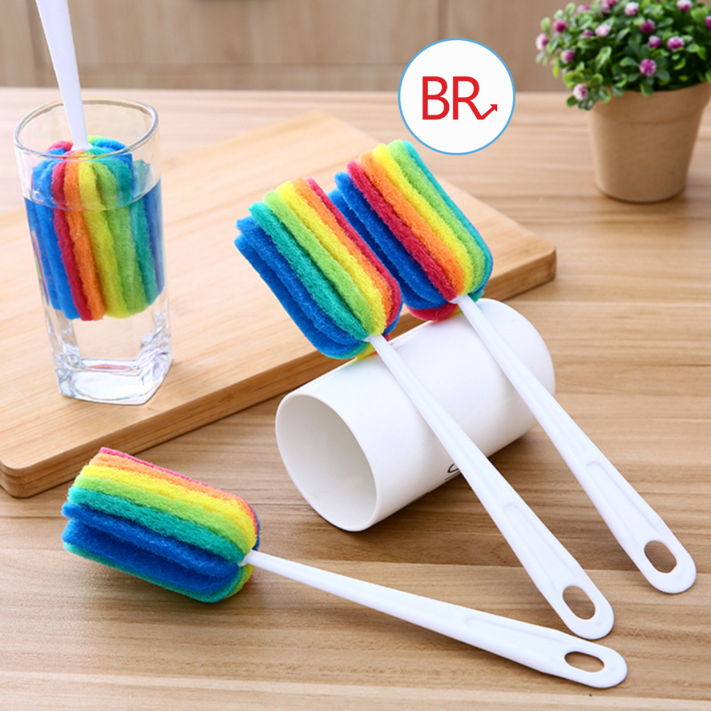 Cọ mút rửa bình sữa 7 màu đa năng - Chổi bông vệ sinh cốc, chén, bình nước, Que bọt biển cọ rửa bình sữa cho bé 02009