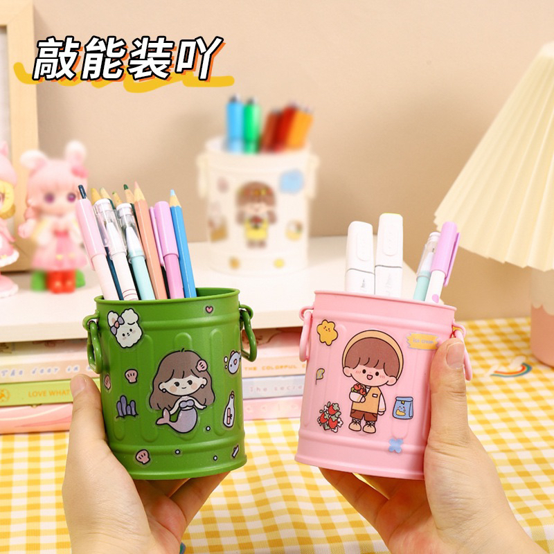 Hộp đựng bút kèm sticker dễ thương ống để bút trang trí văn phòng bàn học tặng kèm sticker