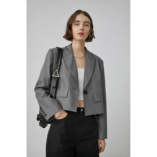 Áo Blazer dáng lửng màu ghi Sander - Leve Concept