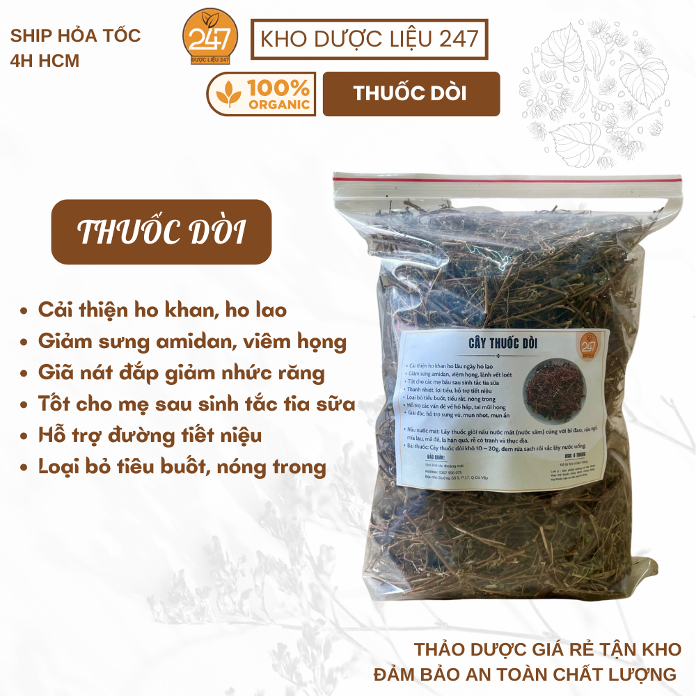 500g Cây Thuốc Dòi (Hàng Mới, Khô, Sạch, Thơm) - Nấu Nước Mát, Thanh Nhiệt, Giải Độc, Trừ Ho, Giảm Đau Họng, Giảm