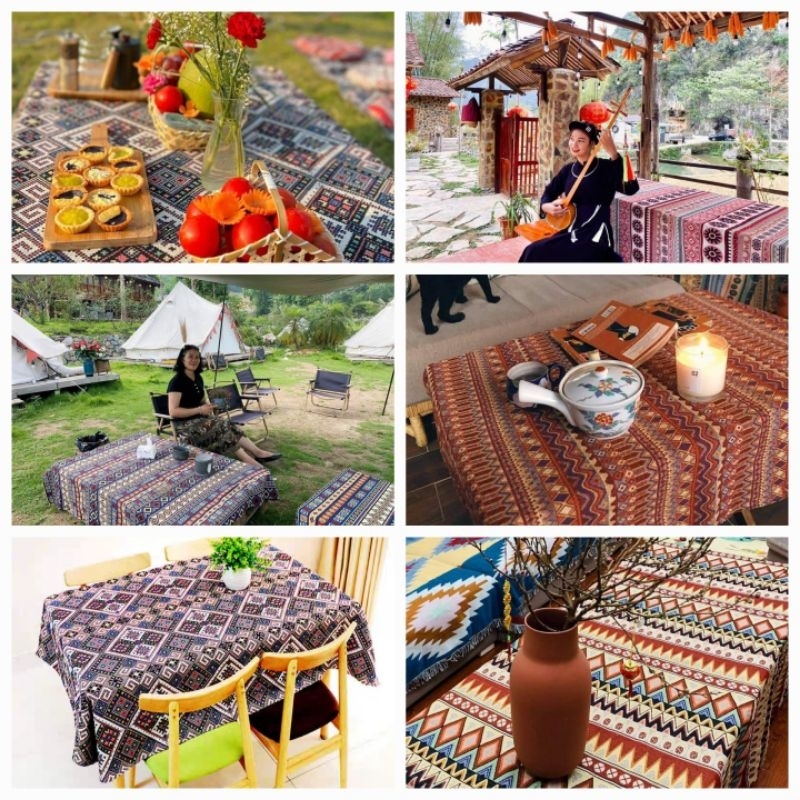 Thảm thổ cẩm vintage, phủ sofa, khăn trải bàn kích thước 200 × 150 cm