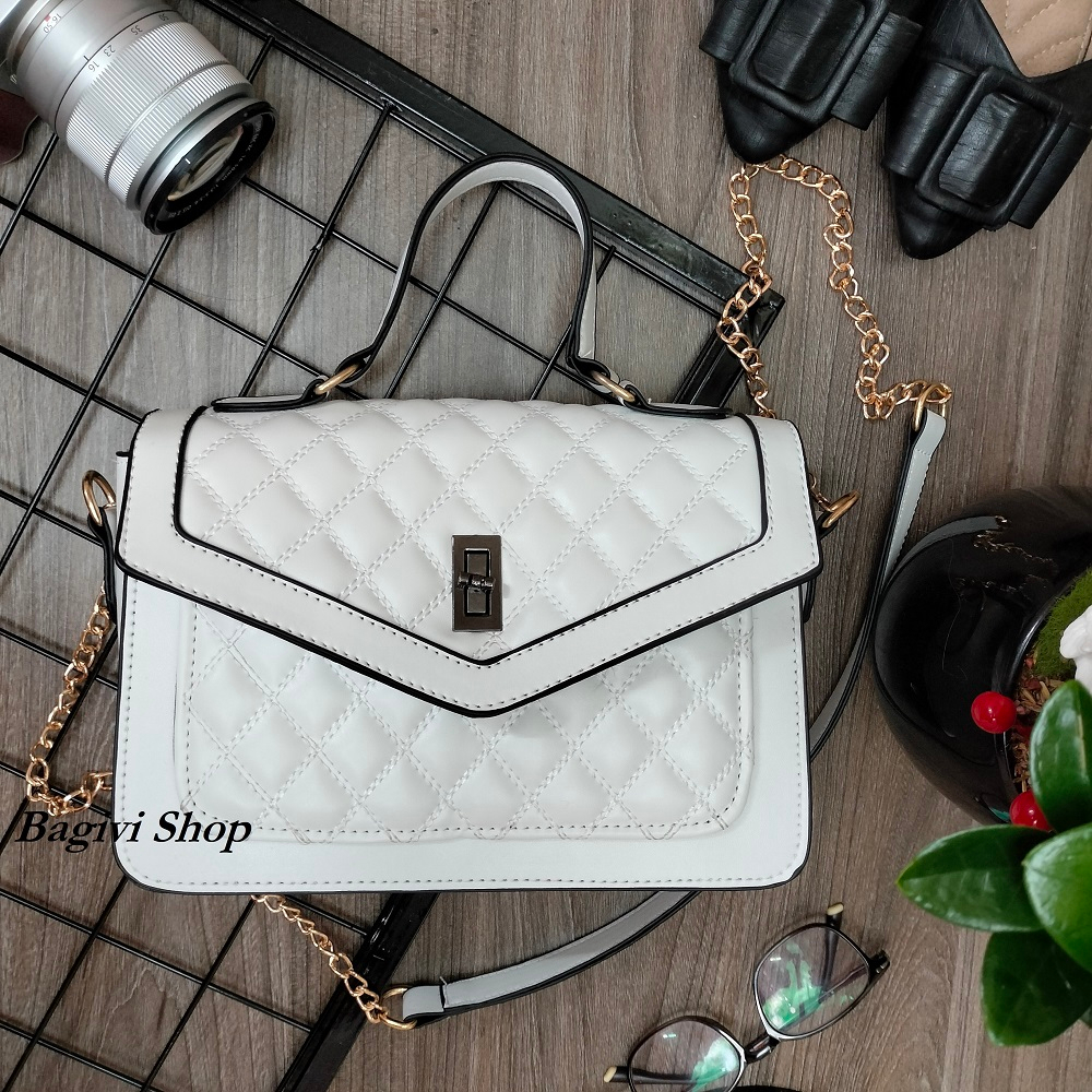 TÚI XÁCH NỮ TRẺ TRUNG Ô TRÁM KHÓA CÀI SIZE 24 SIÊU ĐẸP – Bagivi S17