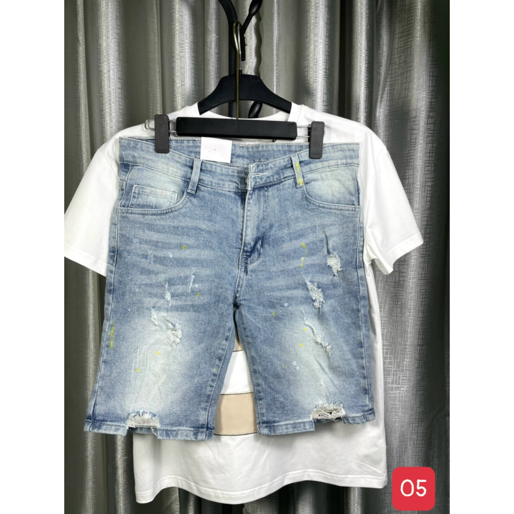 Quần short jean nam, quần jean nam đùi co giãn màu xanh rách, bigsize thời trang cao cấp Murashion SJNA04