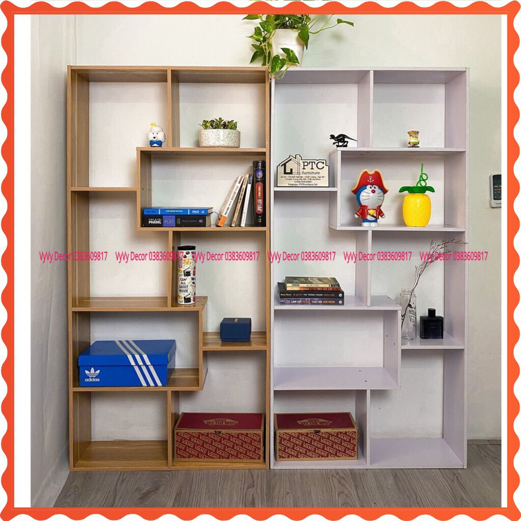 Kệ Sách U LEMINH DECOR, Kệ sách gỗ chữ U nhiều ngăn