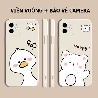 Ốp lưng Samsung J6+ / J8 silicon dẻo cạnh vuông bảo vệ camera đôi gà gấu cute