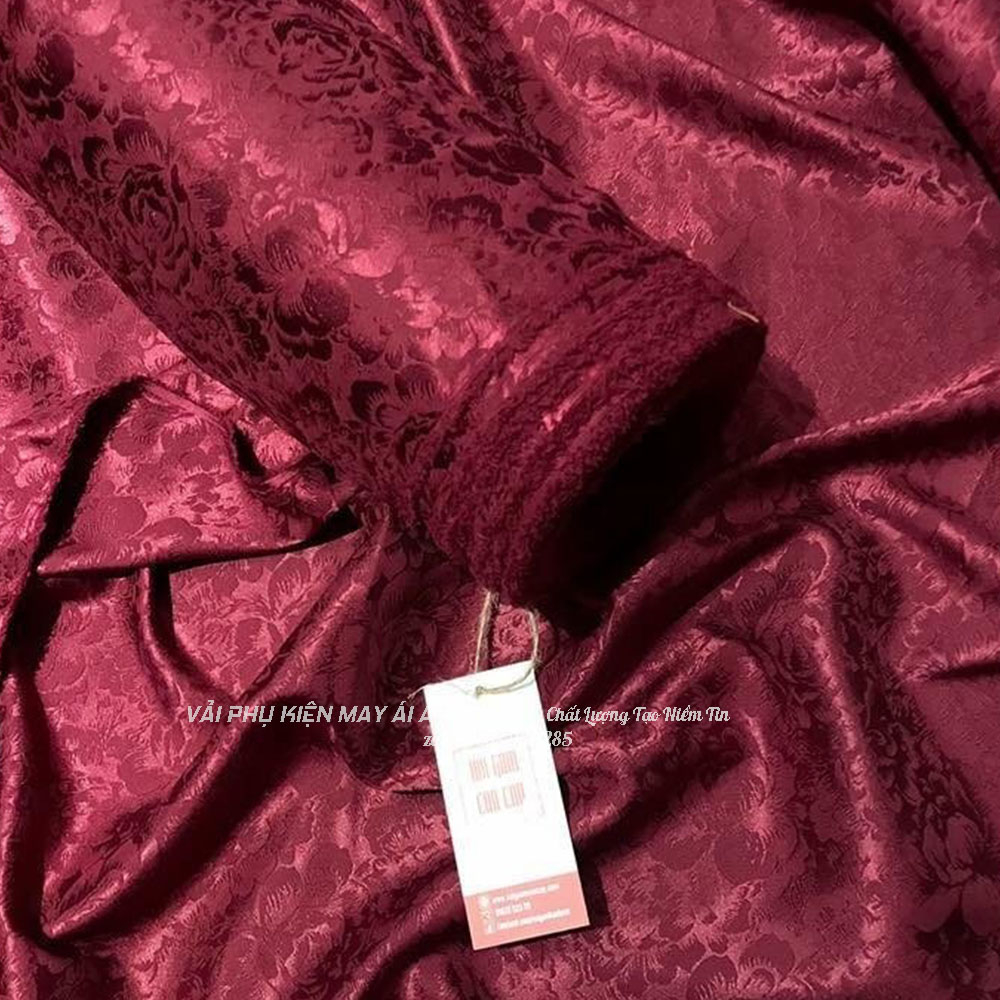 Vải Gấm Vân Hoa Hồng