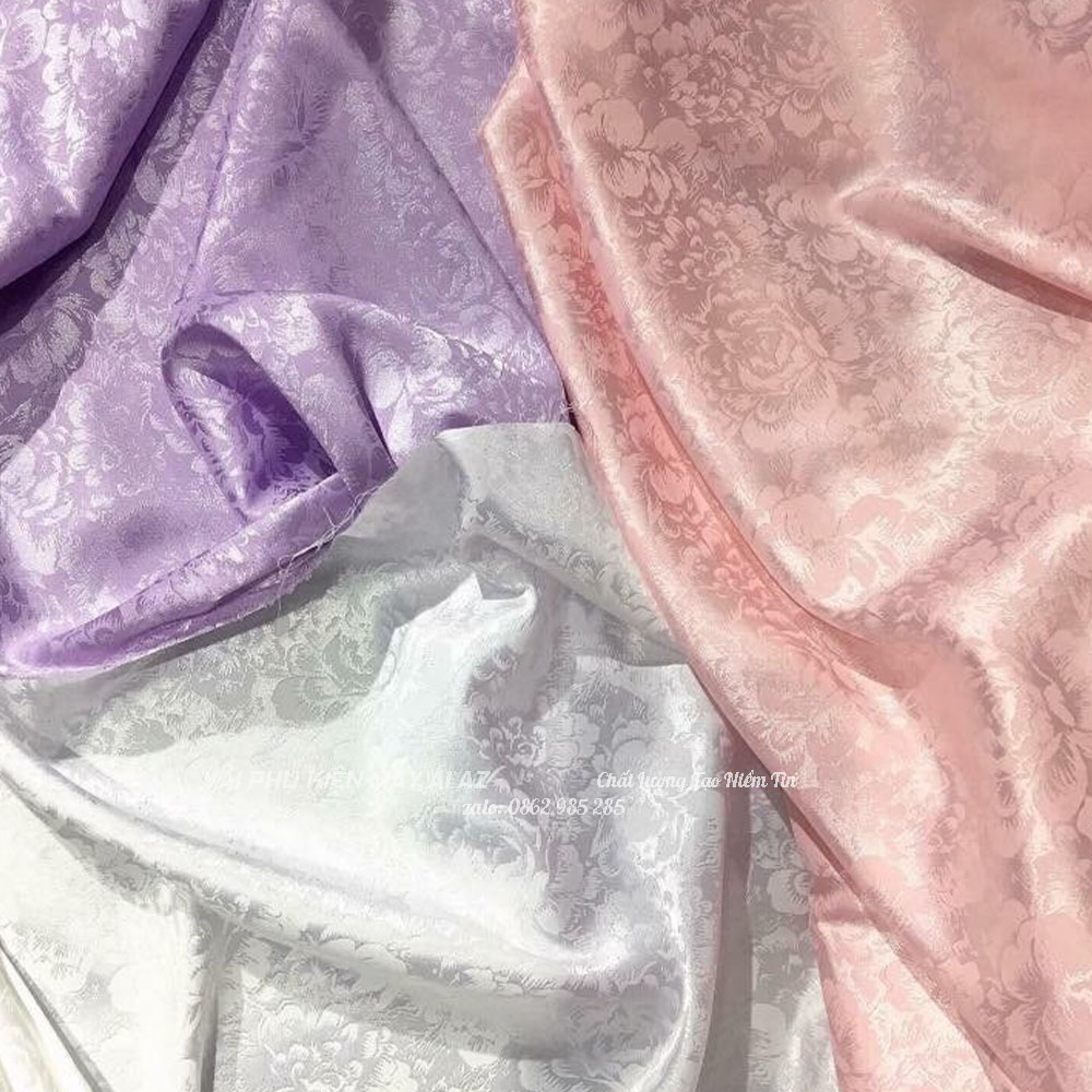 Vải Gấm Vân Hoa Hồng