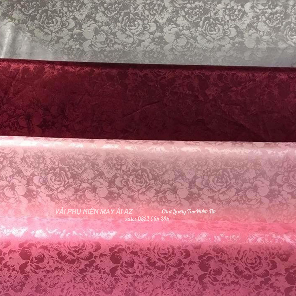 Vải Gấm Vân Hoa Hồng