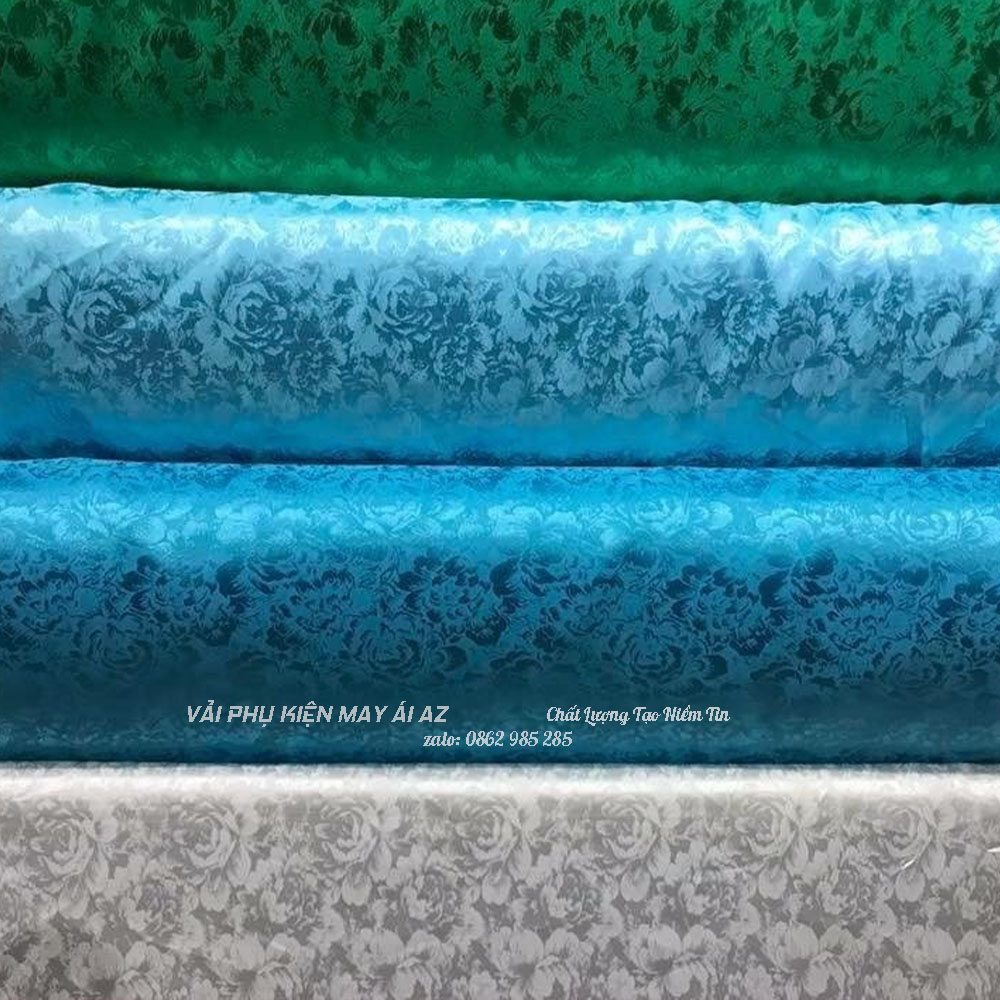 Vải Gấm Vân Hoa Hồng