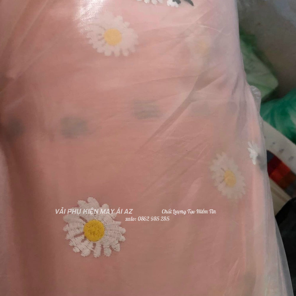 Vải Tơ Sống Thêu Hoa