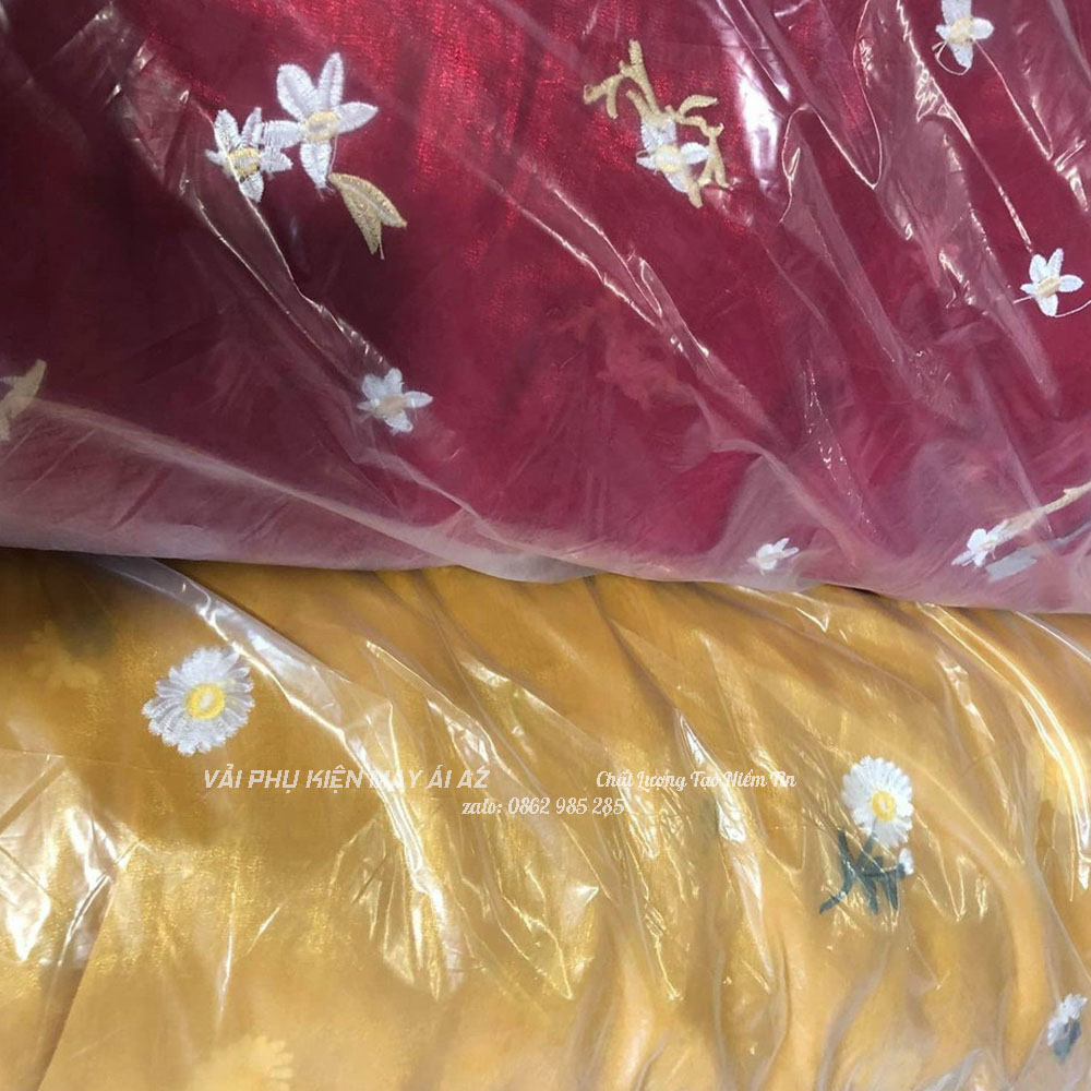 Vải Tơ Sống Thêu Hoa