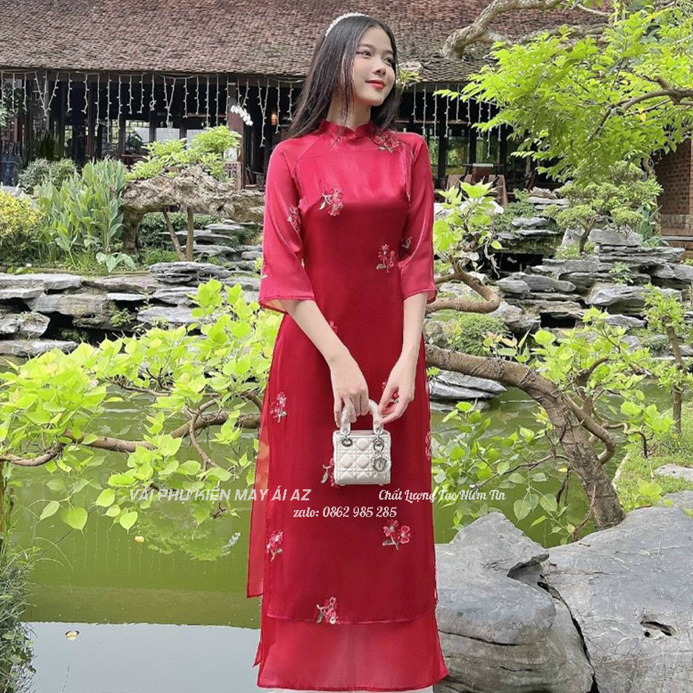 Vải Tơ Sống Thêu Hoa