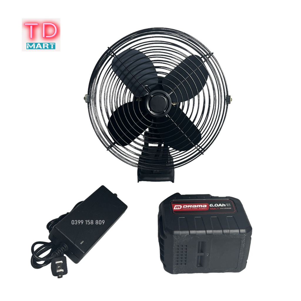 Quạt 8inh  Chạy Pin 15cell Drama Chân Pin Makita Phổ Thông Dùng Liên Tục 6-8 Tiếng