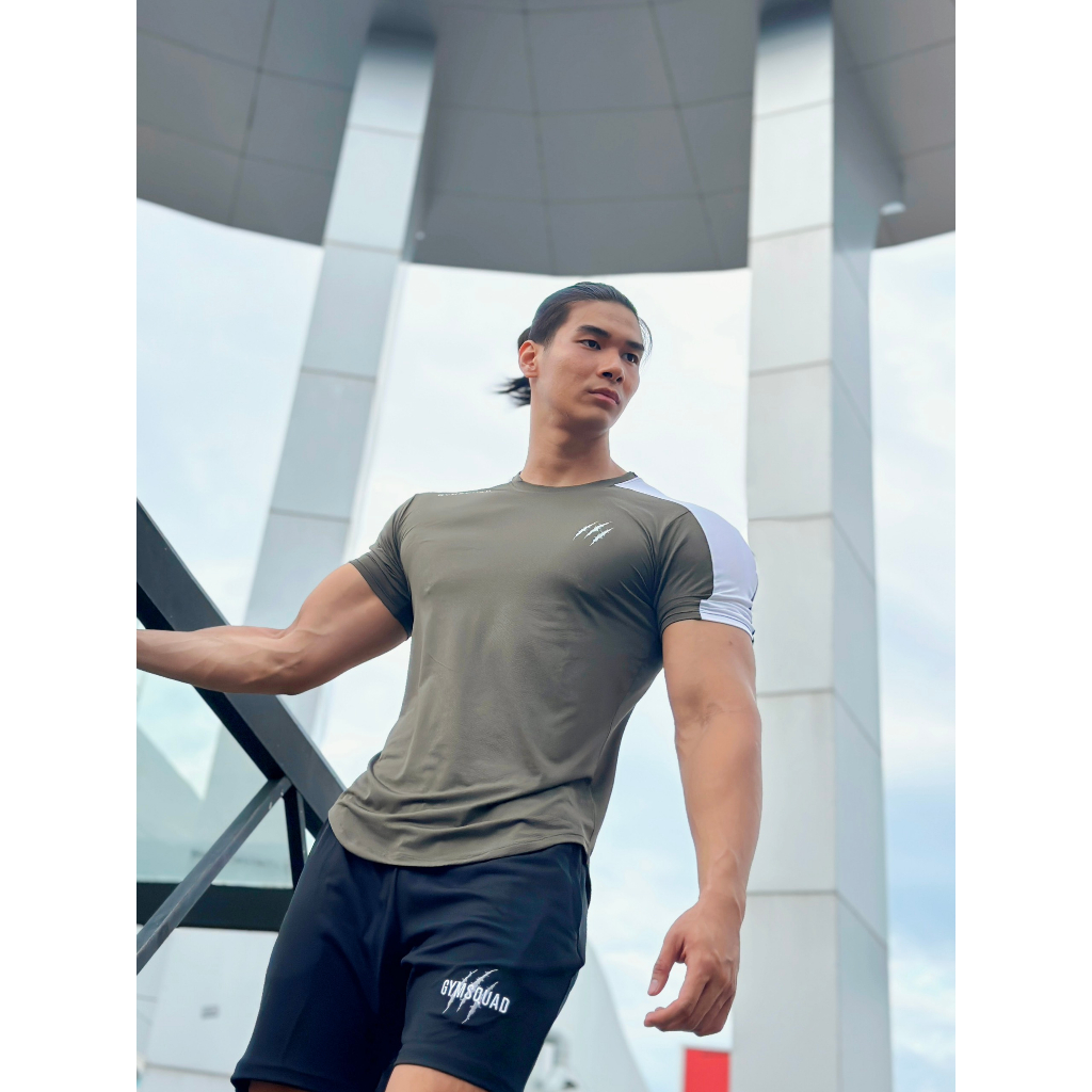 Áo phối vai rêu Gymsquad thấm hút mồ hôi áo thun nam chất vải dày mịn thời trang phong các trẻ trung