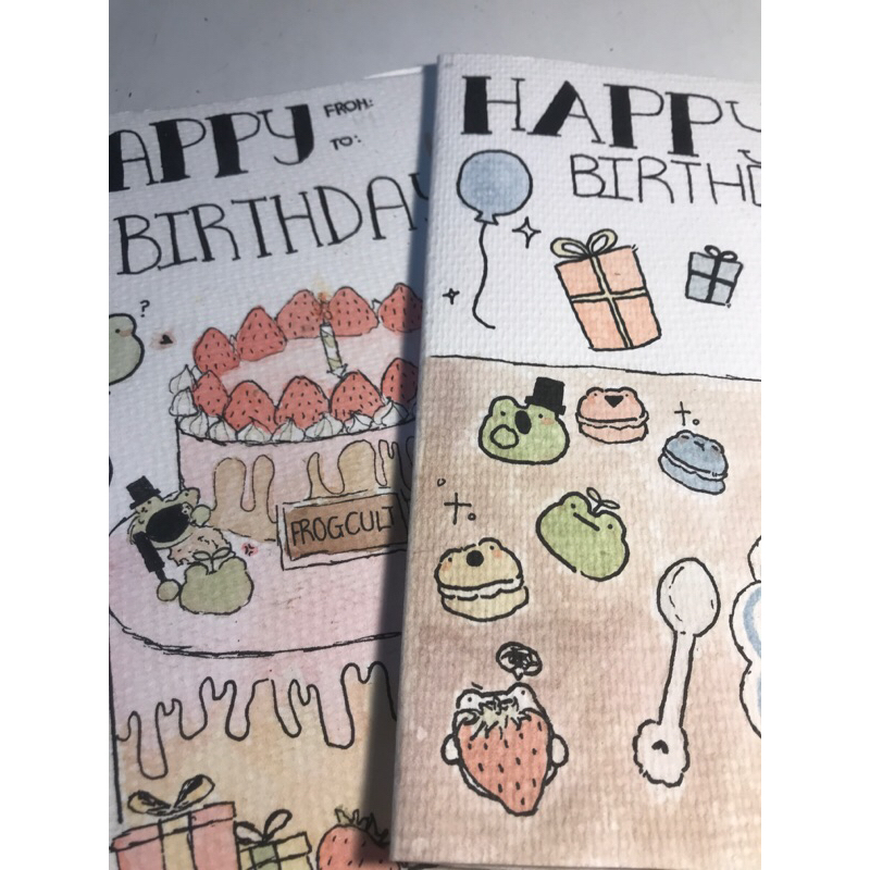 Happy Birthday frog card. Handmade by Joey and Charlie! <3 with a drawing section and writing section.