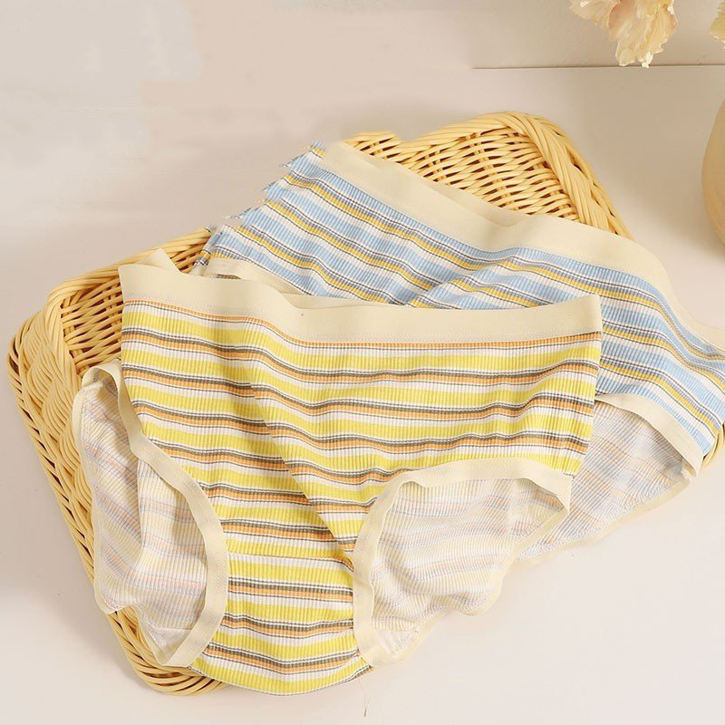 Quần lót nữ cotton kẻ sọc màu cạp vừa, Quần lót cotton đáy may chắc chắn, lưng chun co dãn thoải mái SAVILL L288