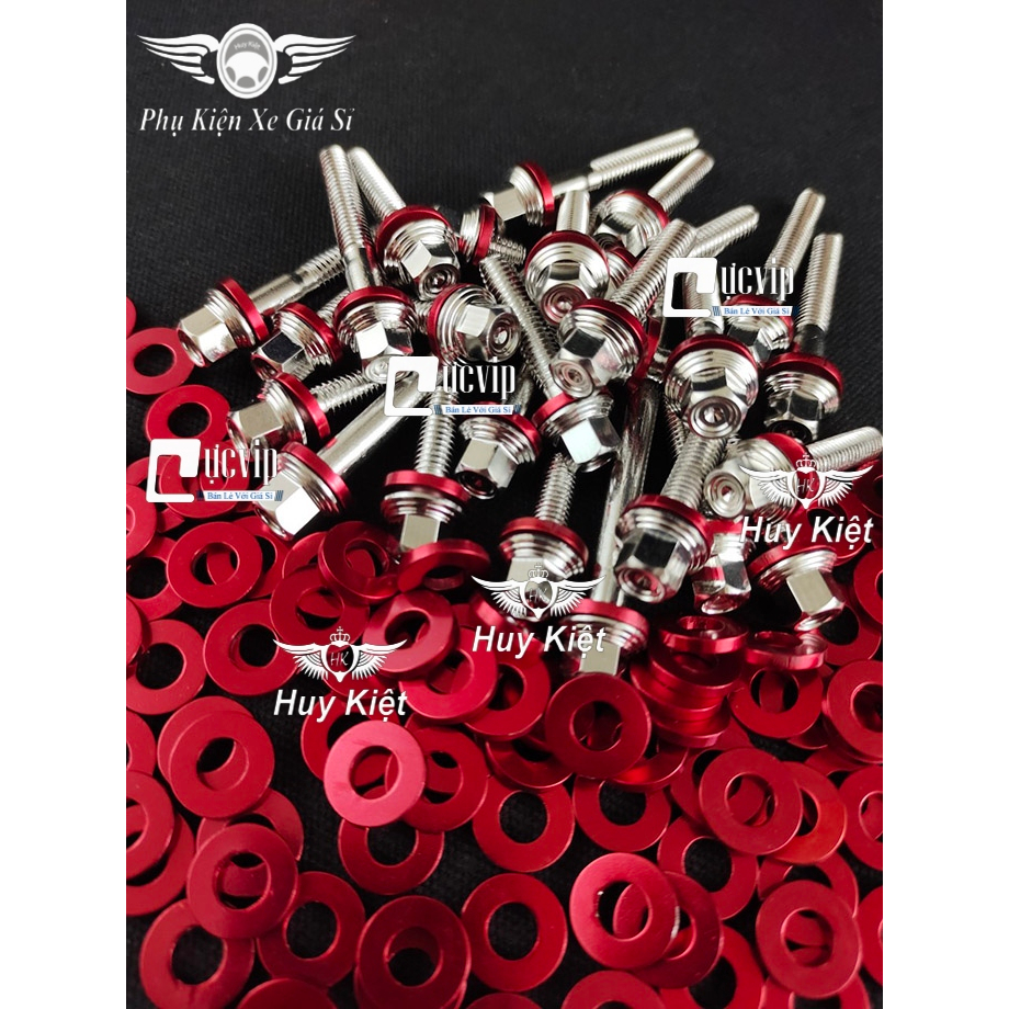 Bộ Ốc Lốc Máy Salaya THÁI (VM) + Tặng Kèm Lông Đền Nhôm Đỏ Gắn Cho Mọi Dòng Xe