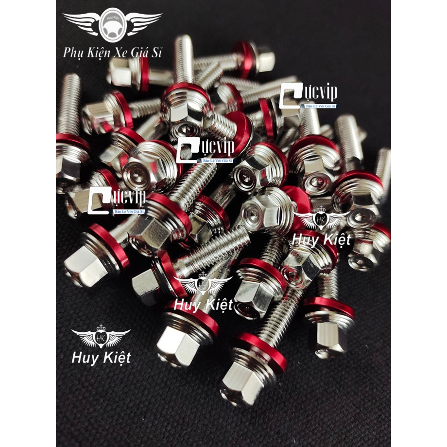 Bộ Ốc Lốc Máy Salaya THÁI (VM) + Tặng Kèm Lông Đền Nhôm Đỏ Gắn Cho Mọi Dòng Xe