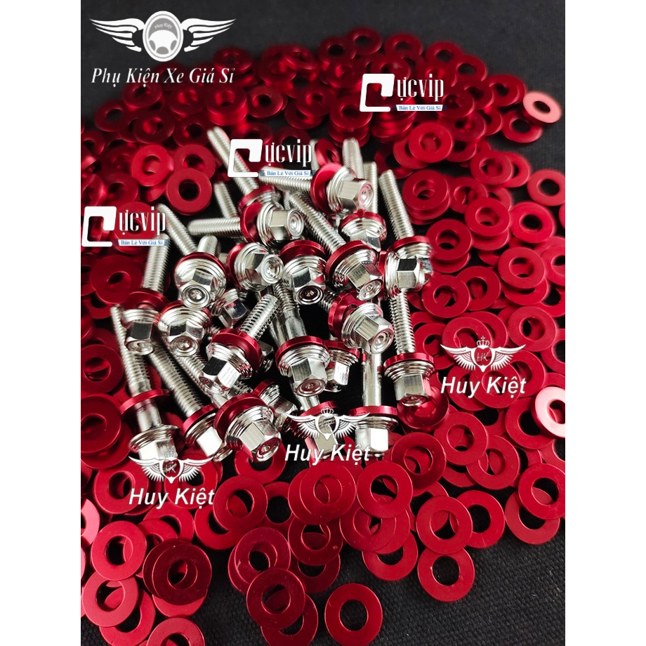 Bộ Ốc Lốc Máy Salaya THÁI (VM) + Tặng Kèm Lông Đền Nhôm Đỏ Gắn Cho Mọi Dòng Xe