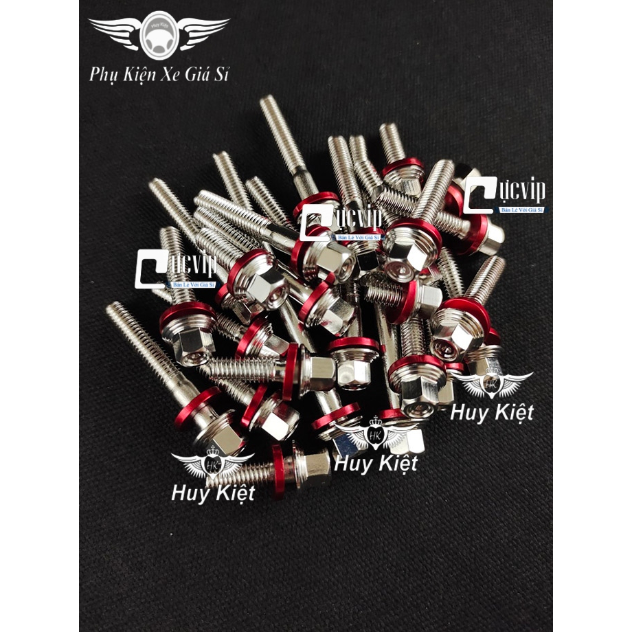 Bộ Ốc Lốc Máy Salaya THÁI (VM) + Tặng Kèm Lông Đền Nhôm Đỏ Gắn Cho Mọi Dòng Xe