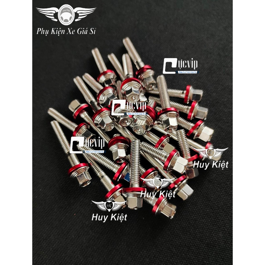 Bộ Ốc Lốc Máy Salaya THÁI (PRO) Tặng Kèm Lông Đền Nhôm Đỏ, Xanh Gắn Cho Mọi Dòng Xe