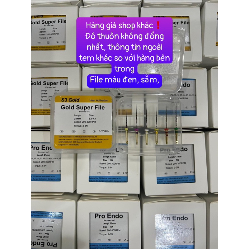 Trâm máy nội nha Dẻo- kháng gãy S3 Gold File máy nội nha dẻo File máy S3 Gold Trâm máy S3 Gold