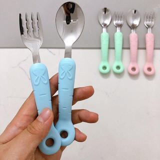 Thìa dĩa cán dài inox 304 cho bé