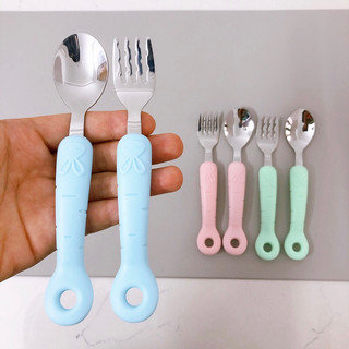Thìa dĩa cán dài inox 304 cho bé