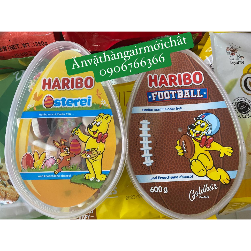 Kẹo Dẻo Trái Cây Haribo Football - Haribo Osterei Đức Hộp 600 gram