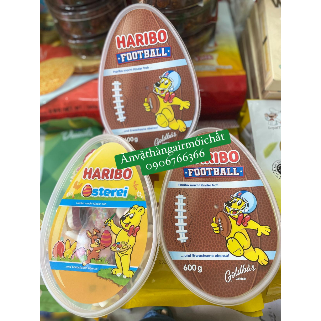 Kẹo Dẻo Trái Cây Haribo Football - Haribo Osterei Đức Hộp 600 gram