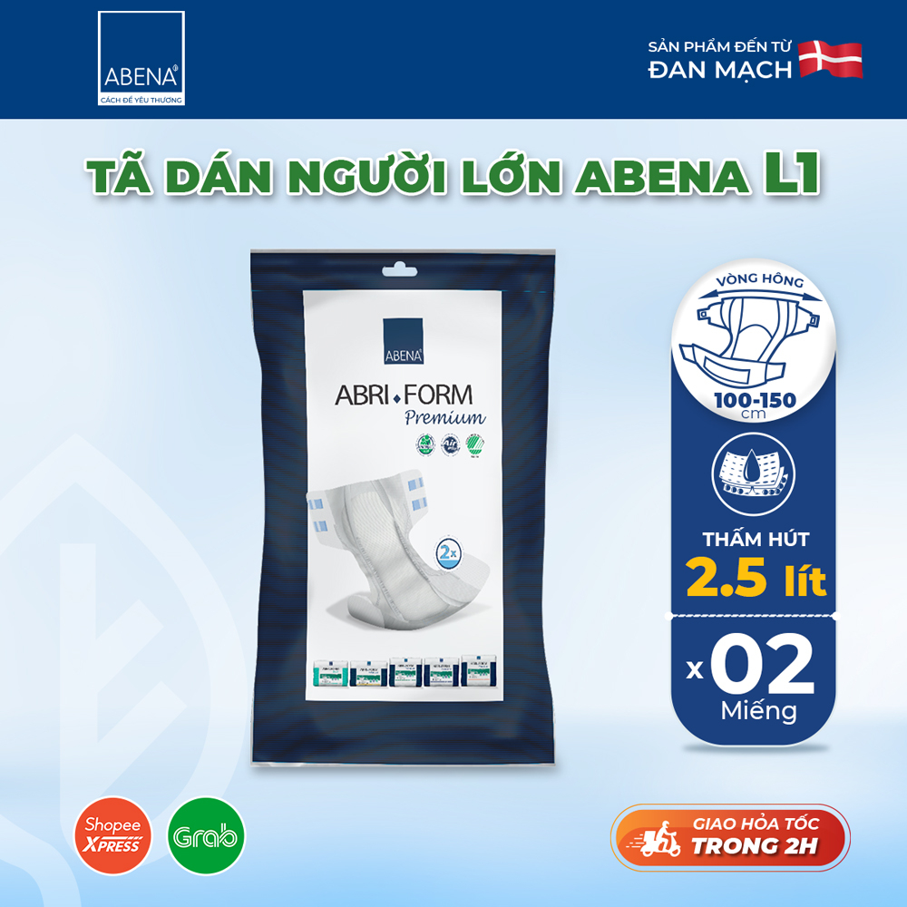 [Mua 1 tặng 1] Tã dán người lớn, người già, sau sinh ABENA ABRI FORM PREMIUM nhập khẩu Đan Mạch (gói 2 miếng)