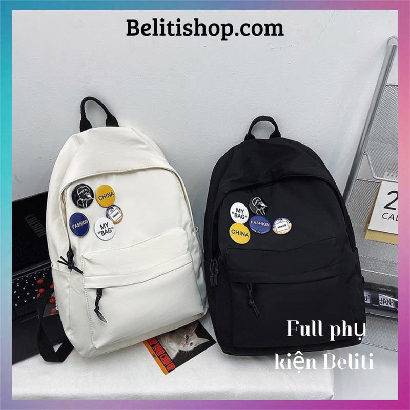 Balo Unisex phong cách Hàn Quốc đơn giản nhiều ngăn full phụ kiện Beliti